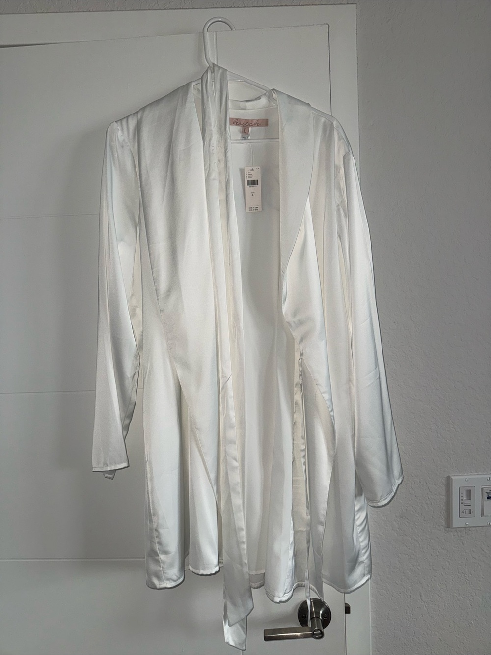 Bride Satin Robe with Rhinestone Script - Picture 3 of 4